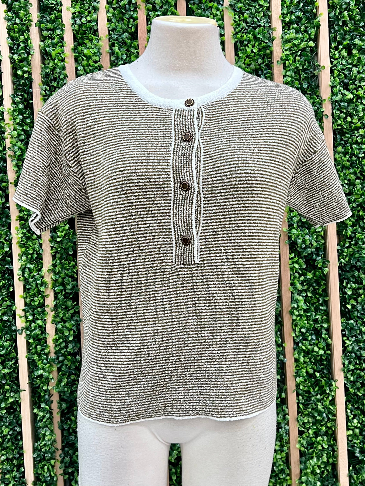 Sage Striped Knit Top