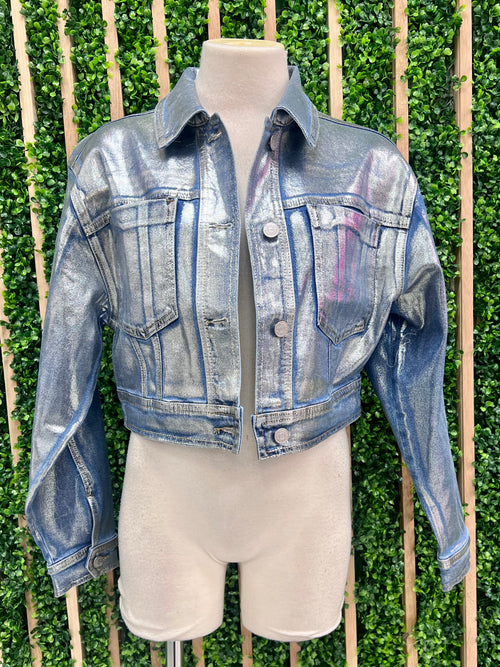 Metallic Sillver Crop Jacket