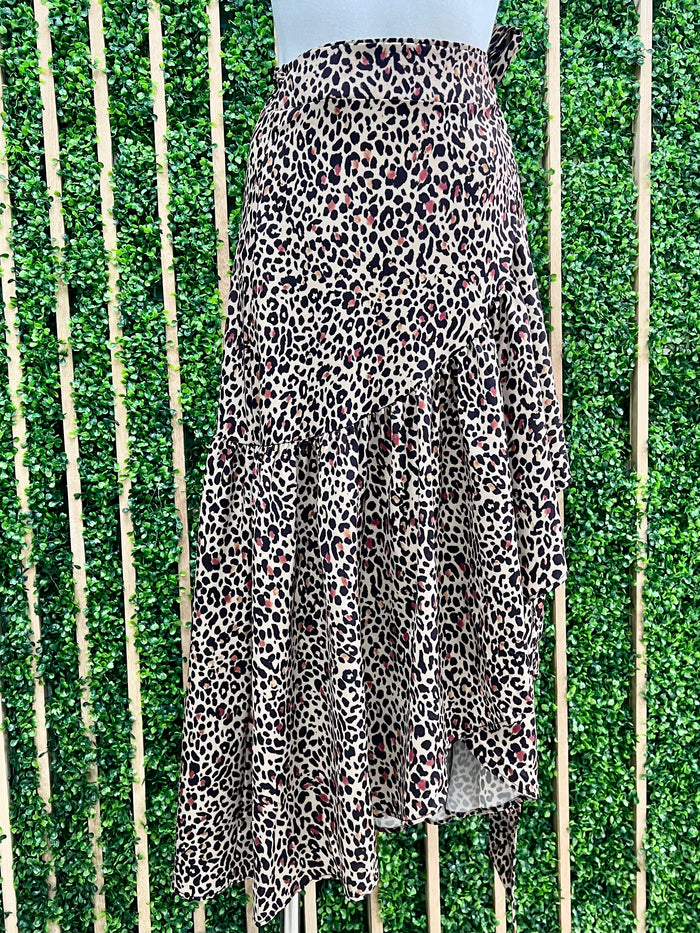 Animal Print Wrap Skirt