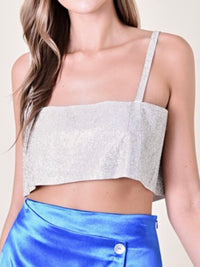 Silver Rhinestone Crop Top