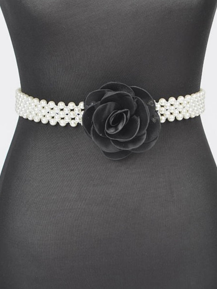 Medium Flower Pearl Elastic Belt