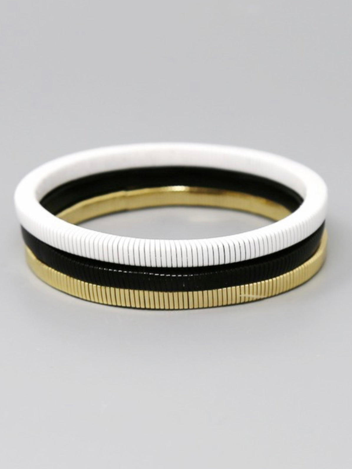 Squared Metal Spring Stretch Bracelet Trio