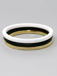 Squared Metal Spring Stretch Bracelet Trio