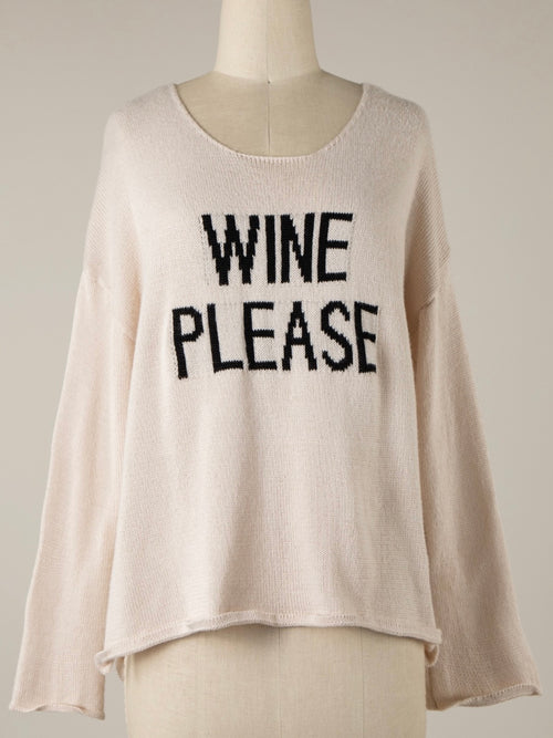 Beige Black Wine Please Sweater