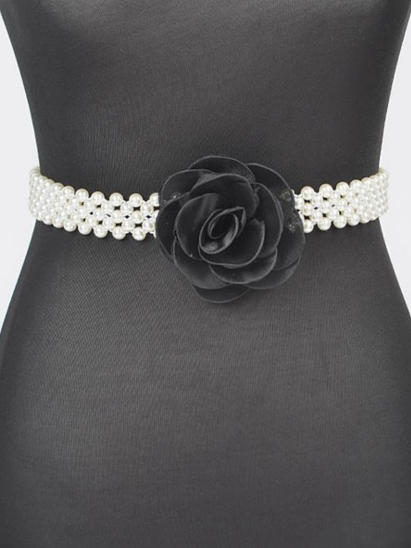 Medium Flower Pearl Elastic Belt