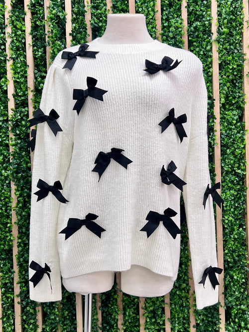 White bow Detail Sweater