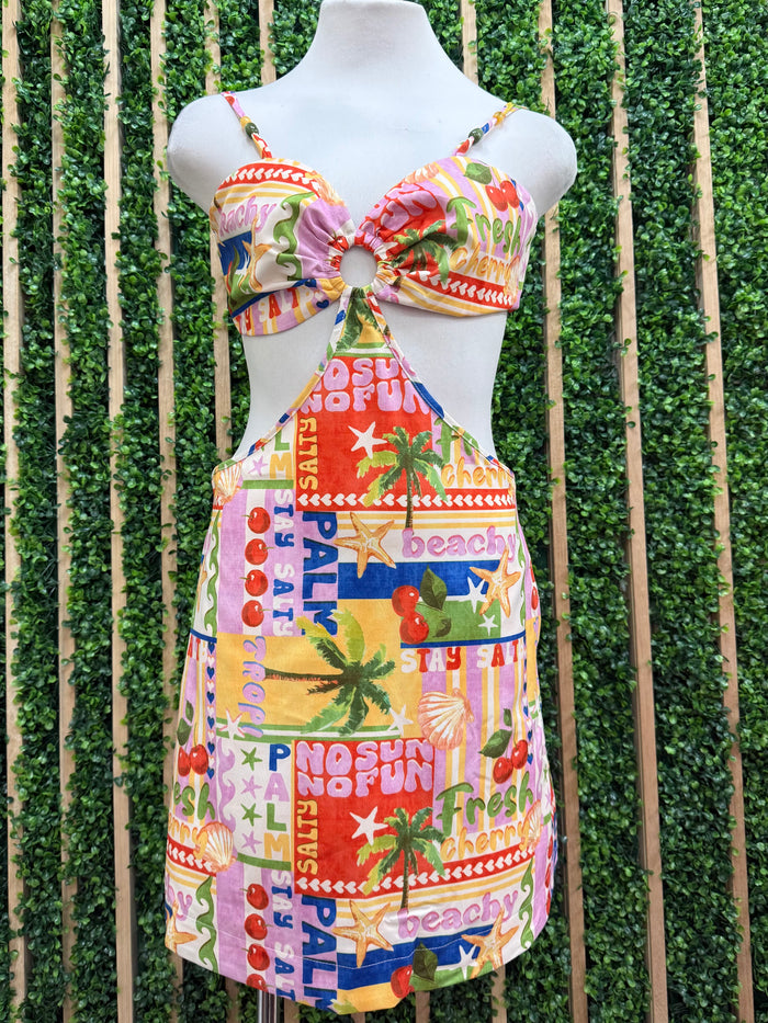 Palm Paradise Cutout Mini Dress