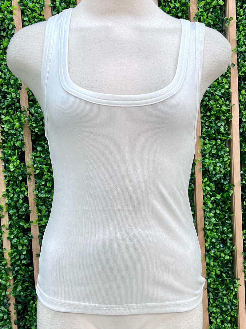 Scoop Neck Metallic Coated Tank Top