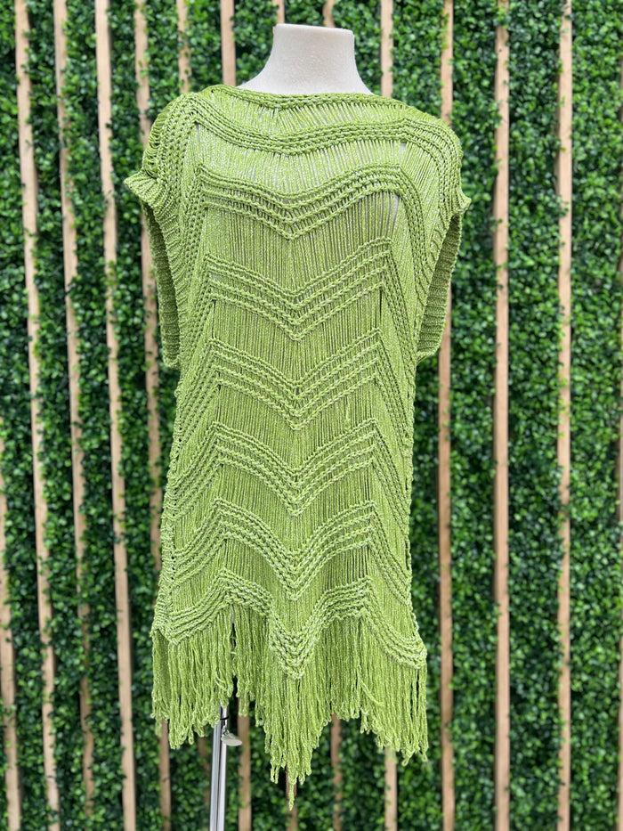 Metallic lurex Fringe Short Dress