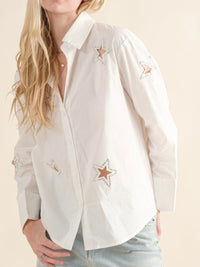 Crystal Detail Star Cutout Blouse