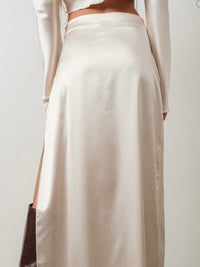 Cream Satin Maxi Skirt