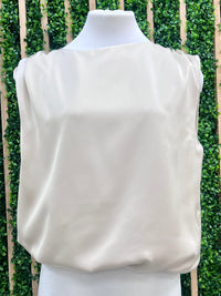 Satin Shirred Shoulder Bubble Top