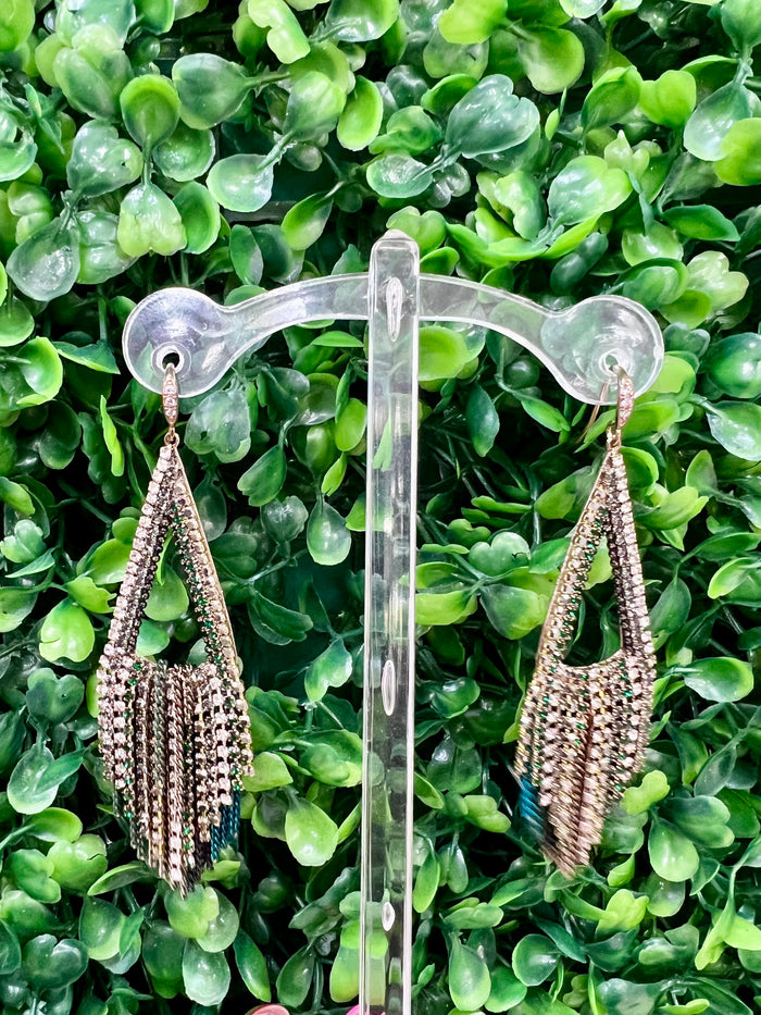 Multi Stone Triangle Crystal Earrings