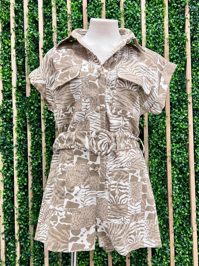 Taupe Animal Print Romper