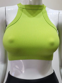 High Neck Ribbed Basic Crop