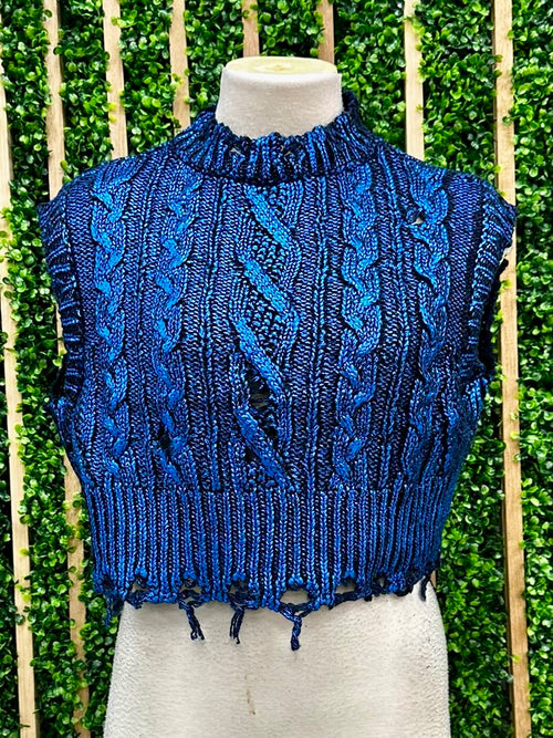 Knitted Cable Texture Foil Vest