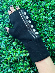 Exquisite Knitted Zipper Crystal Design Gloves