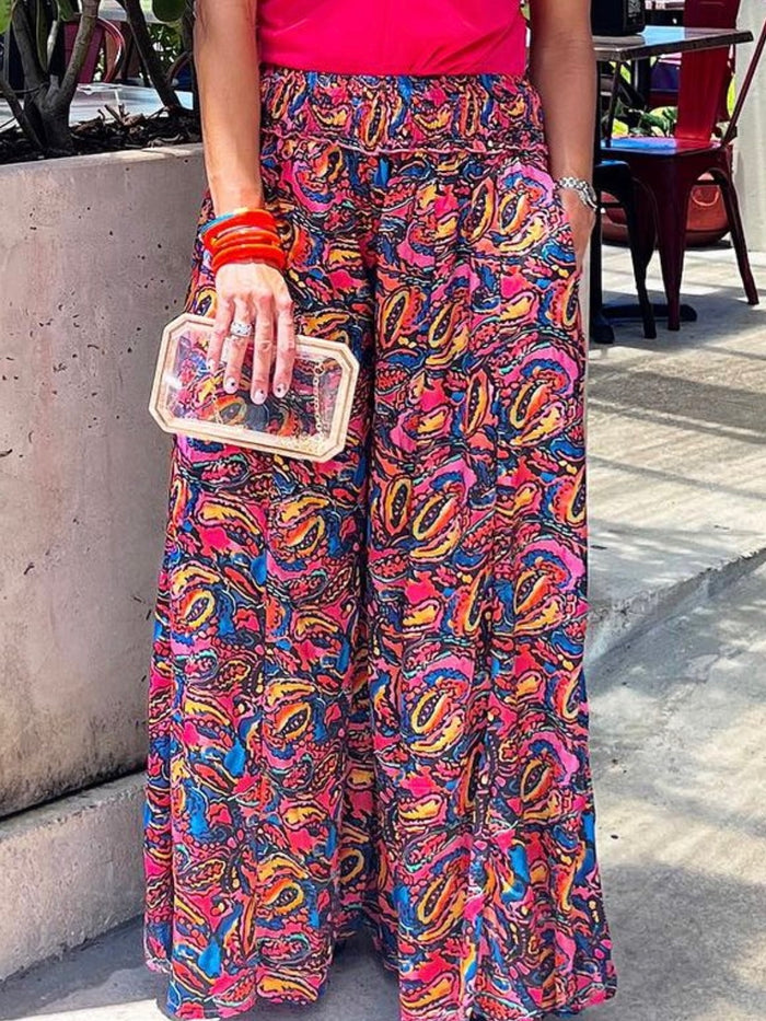 Coral Paisley Multi Wide Leg Pant
