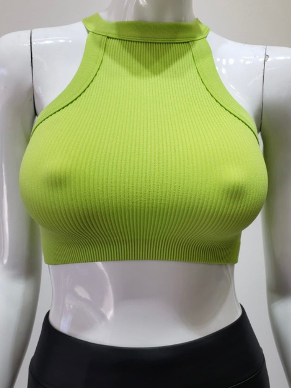 High Neck Ribbed Basic Crop