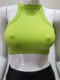 High Neck Ribbed Basic Crop