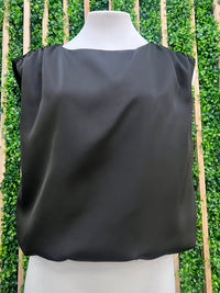 Satin Shirred Shoulder Bubble Top