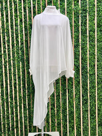 Chiffon High Neck Unbalanced Loose Fit Blouse
