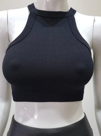 High Neck Ribbed Basic Crop