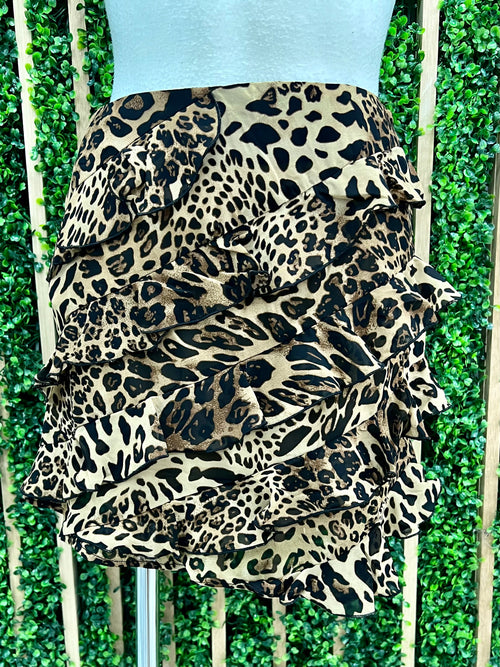 Leopard Ruffled Mini Skirt