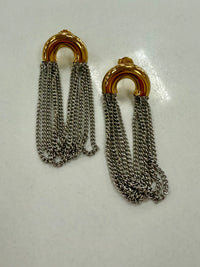 Curved Chain Tassel C-shape Stud Earrings