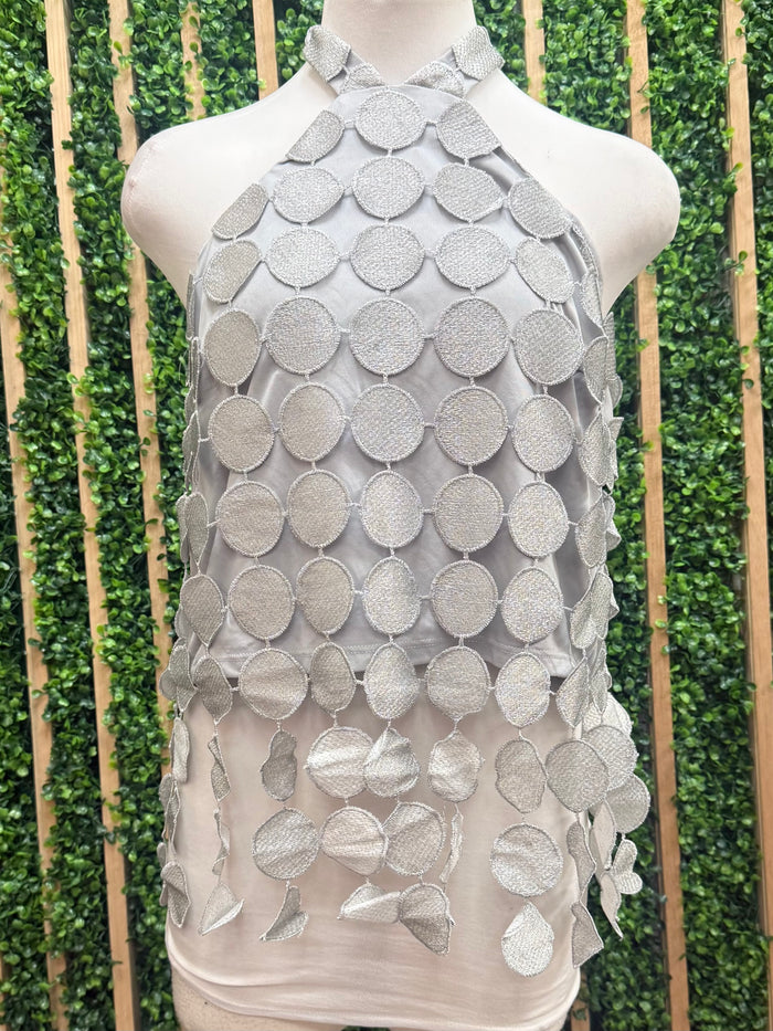 Beautiful Fringe Lace Circle Sleeveless Top