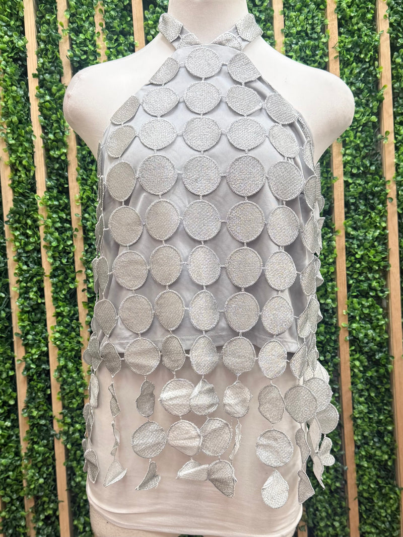 Beautiful Fringe Lace Circle Sleeveless Top