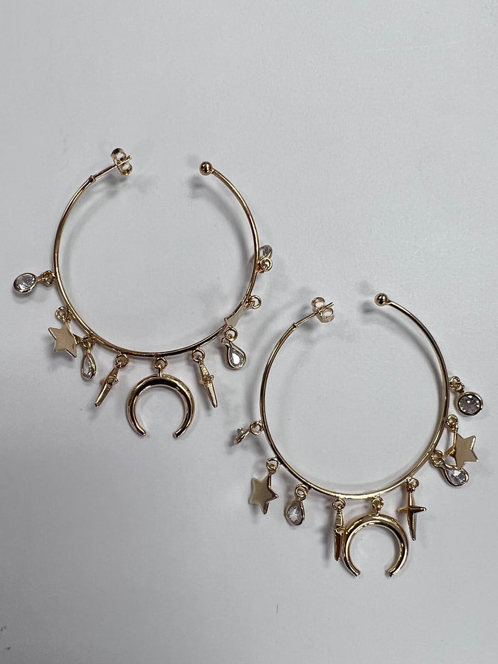 Paola Baella Star Moon Hoop Earrings