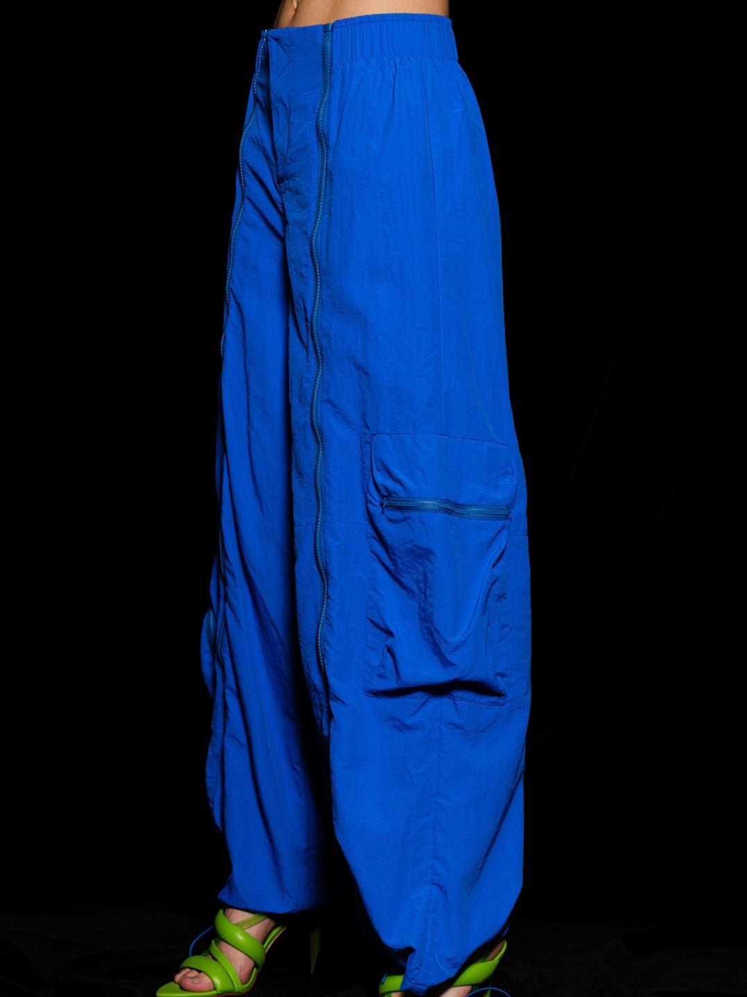 Neon Royal Blue Zipper Detail Cargo Jogger