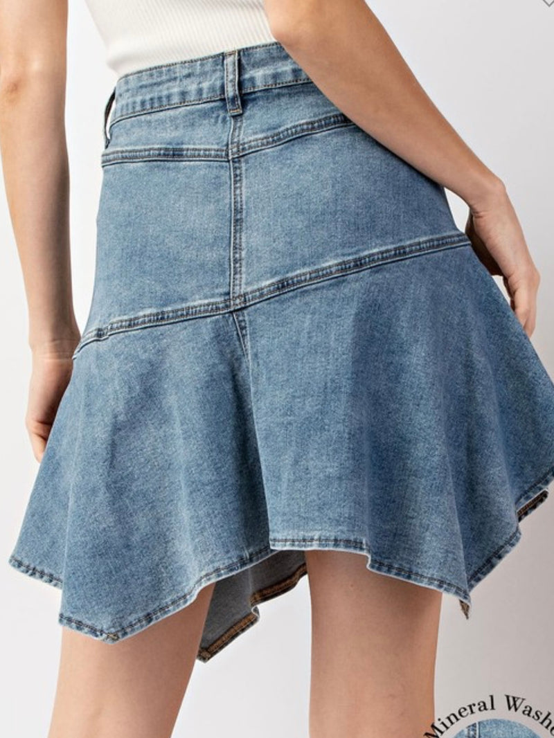 Denim Uneven Short Skirt