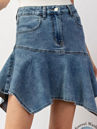 Denim Uneven Short Skirt