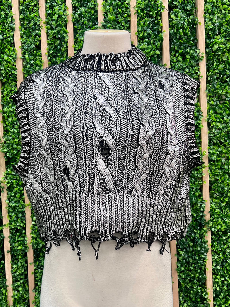 Knitted Cable Texture Foil Vest