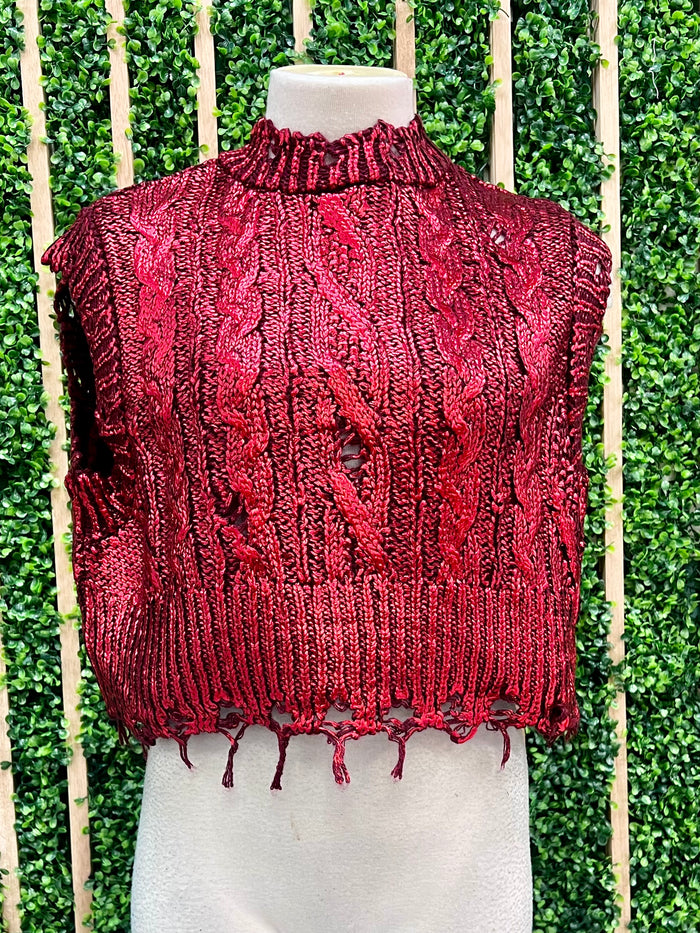 Knitted Cable Texture Foil Vest