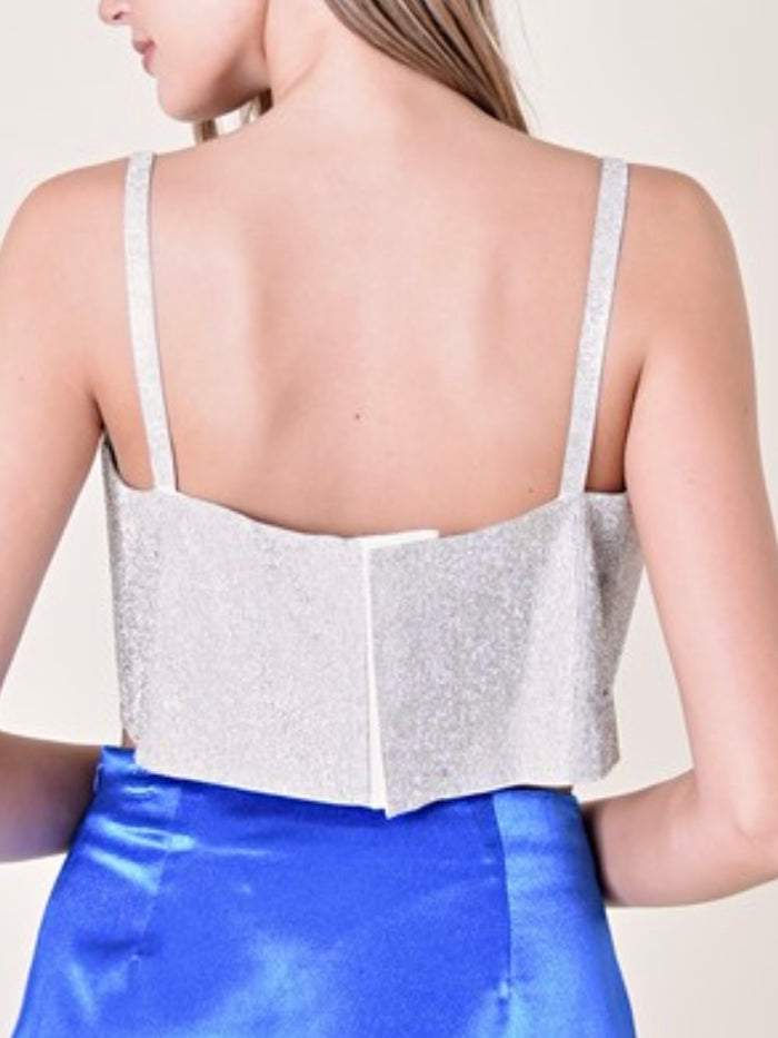Silver Rhinestone Crop Top