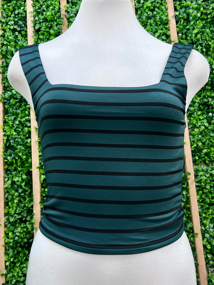 Stripe Square Neck Crop Top