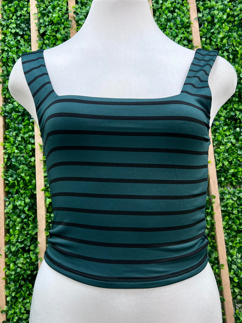 Stripe Square Neck Crop Top