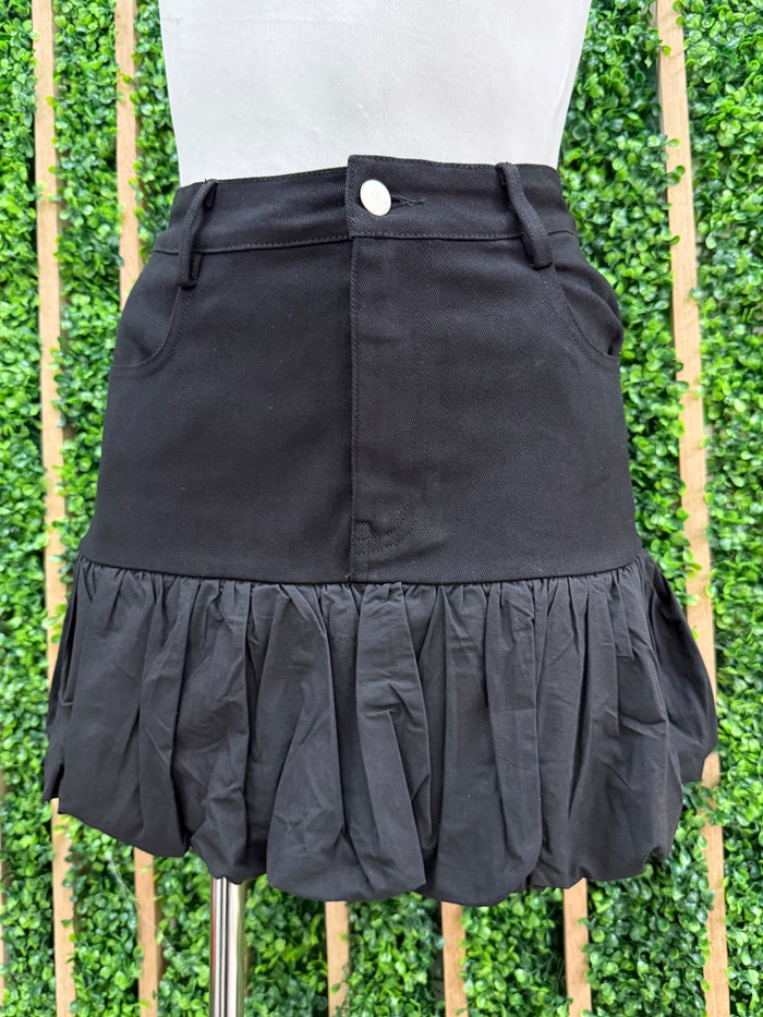 Bubble Ballon Hem Short Skirt