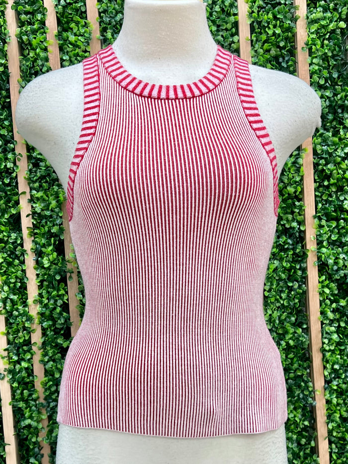 Contrast Rib Knit Top