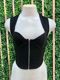 Zipper Detail Sweetheart Bustier Basic