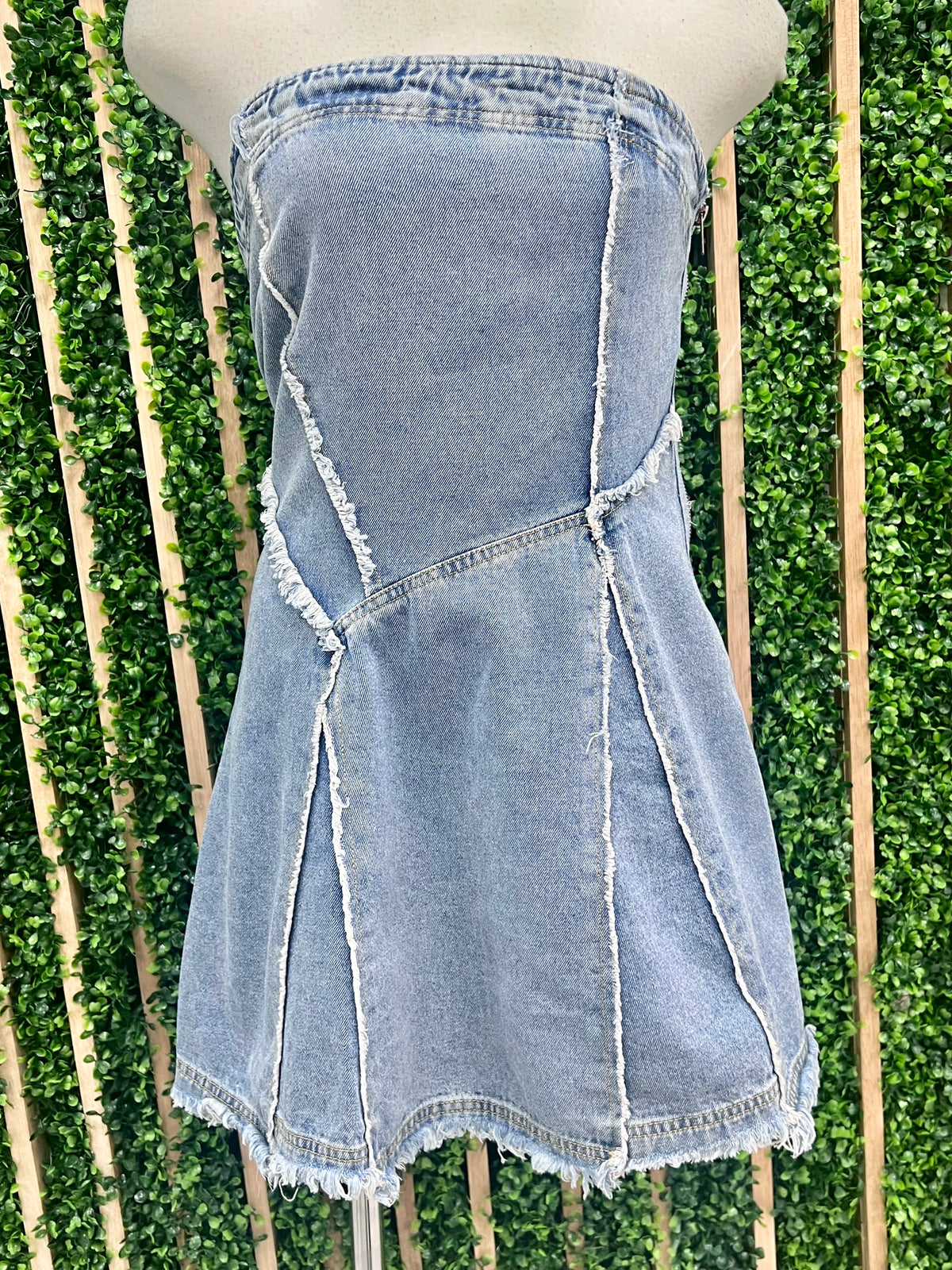 Paola Strapless Denim Dress