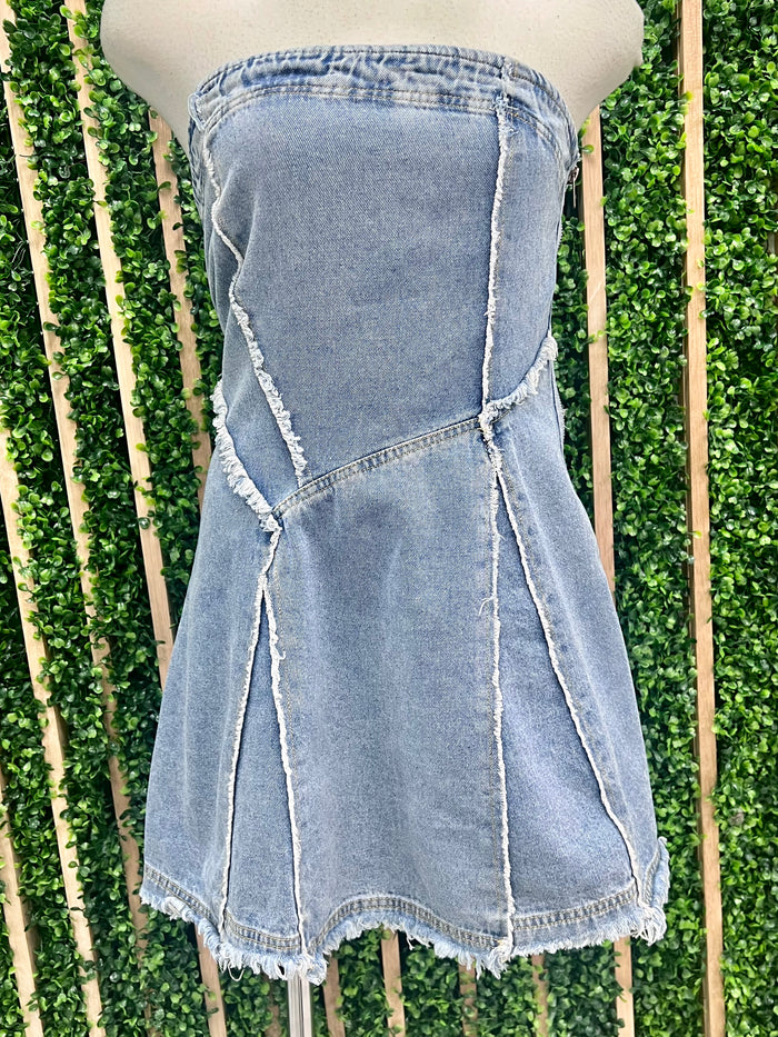 Paola Strapless Denim Dress