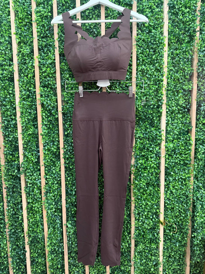 Scallop Square Neck Legging Set