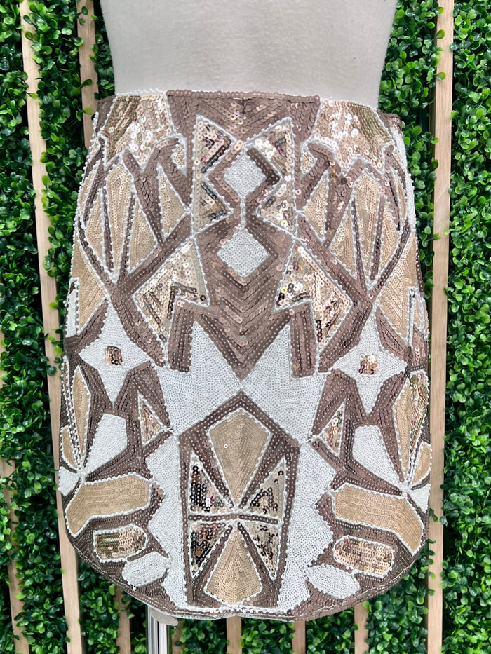 Geo Metallic Sequin Short Skirt
