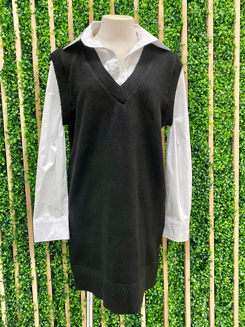 V Neck Vest Blouse Dress