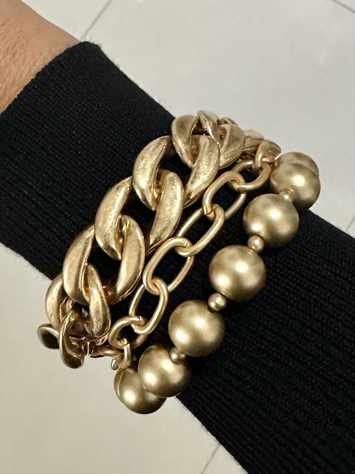 Matte Gold Mixed Toggle Bracelet
