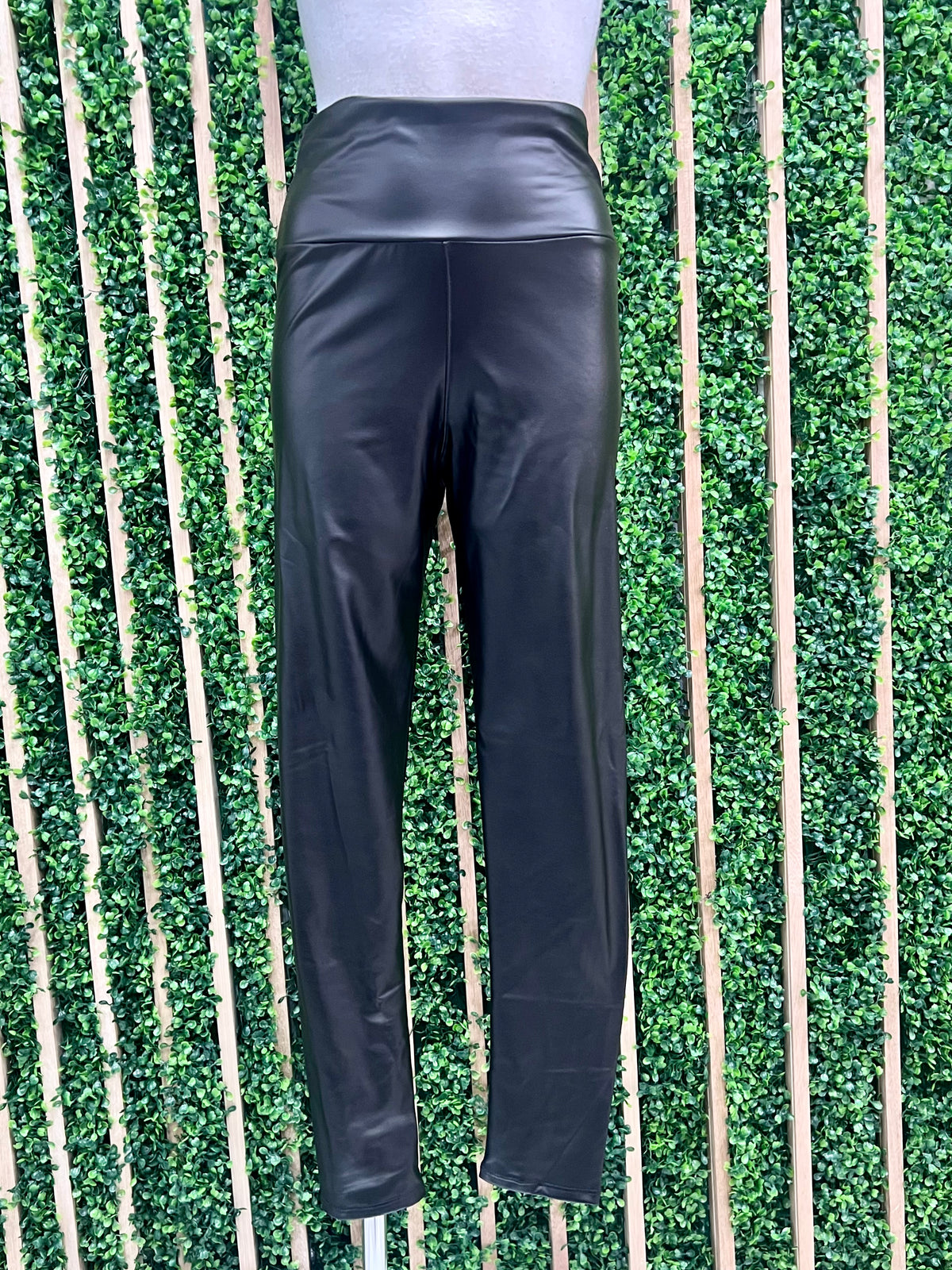 Black Pleather Fleece Lined Leggings